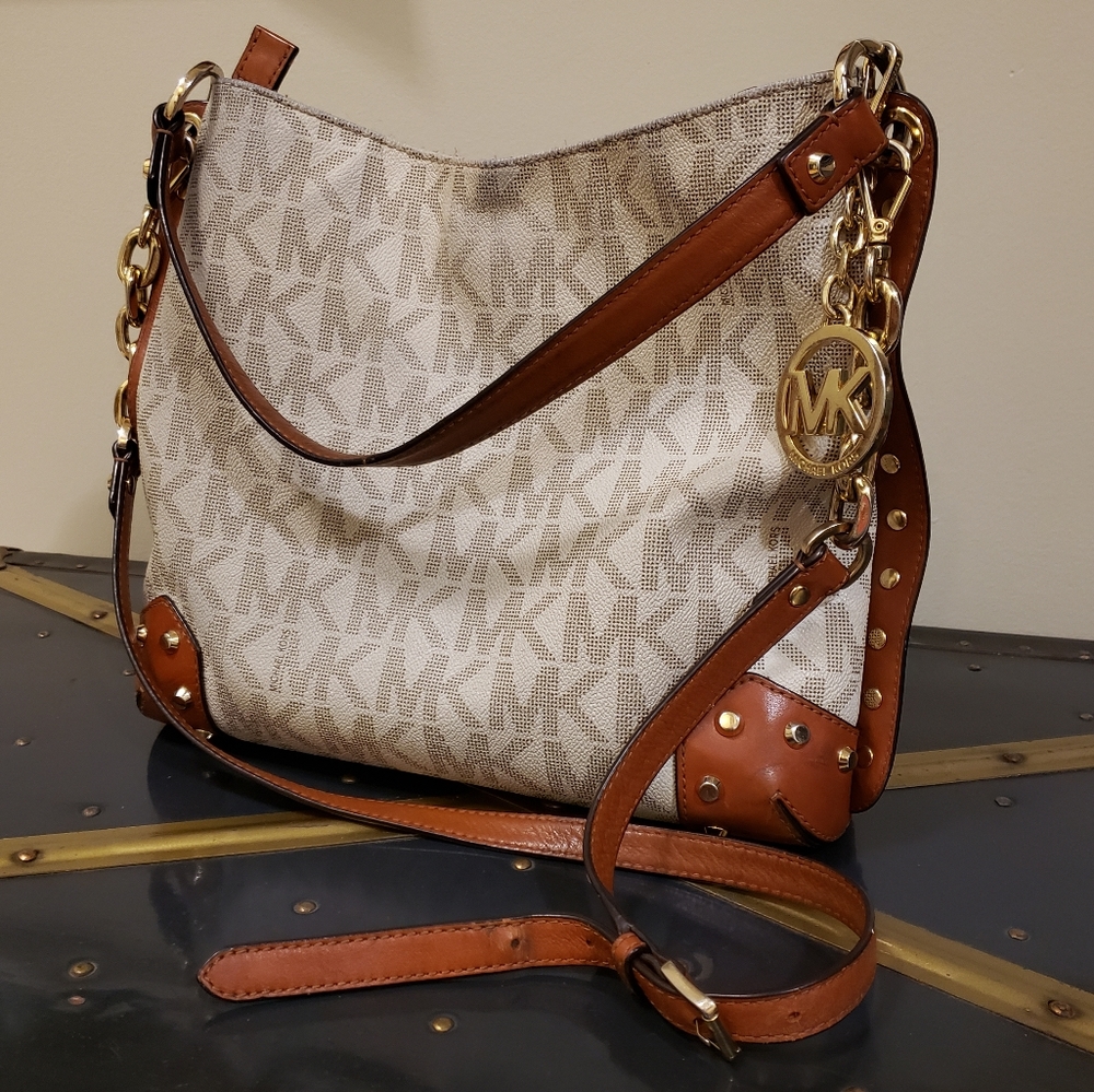 Michael Kors Signature White Studded Handbag GUC